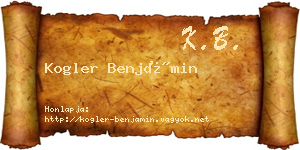 Kogler Benjámin névjegykártya